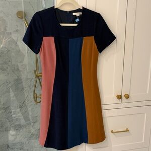 Boden Navy, Pink, and Brown Colorblock Mini Dress